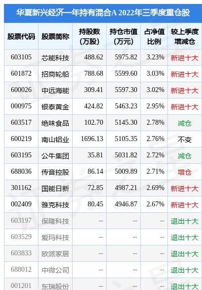 11月15日国能日新涨5.27%，华夏新兴经济一年持有混合A基金重仓该股